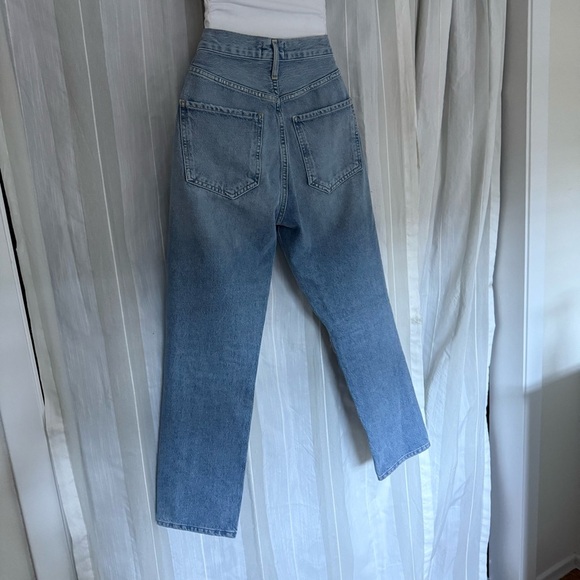 AGOLDE High Rise Straight Leg Distressed Light Wash Jeans W24 RILEY STRAIGHT - Picture 7 of 14